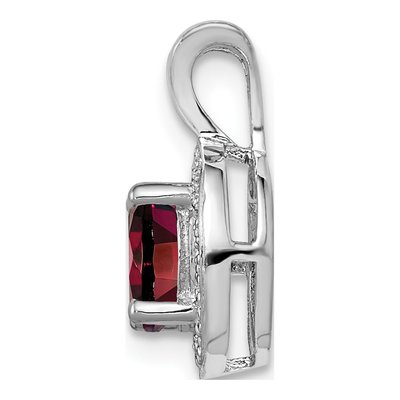 Sterling Silver Garnet & Diamond Pendant – view 3