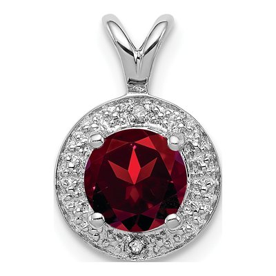 Sterling Silver Garnet & Diamond Pendant