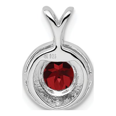 Sterling Silver Lab-Created Ruby & Diamond Halo Pendant – view 4