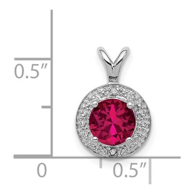 Sterling Silver Lab-Created Ruby & Diamond Halo Pendant – view 5