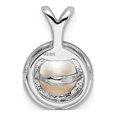 Sterling Silver Freshwater Cultured Pearl & Diamond Pendant – view 4