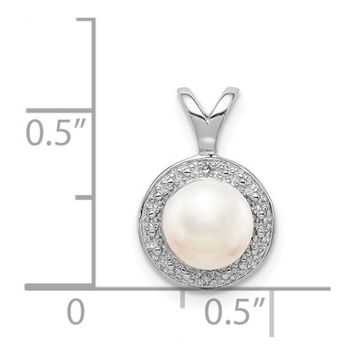 Sterling Silver Freshwater Cultured Pearl & Diamond Pendant – view 5