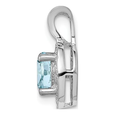 Sterling Silver Aquamarine & Diamond Pendant – view 3