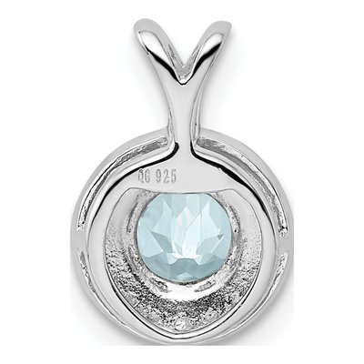Sterling Silver Aquamarine & Diamond Pendant – view 4