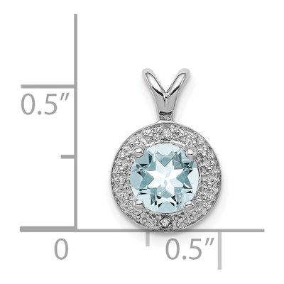 Sterling Silver Aquamarine & Diamond Pendant – view 5