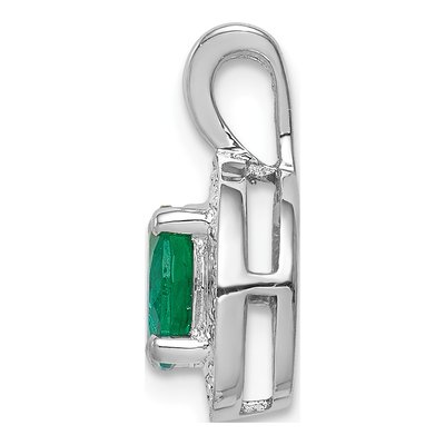 Sterling Silver Lab-Created Emerald & Diamond Pendant – view 3