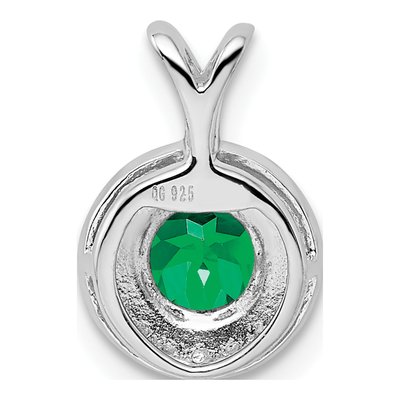 Sterling Silver Lab-Created Emerald & Diamond Pendant – view 4