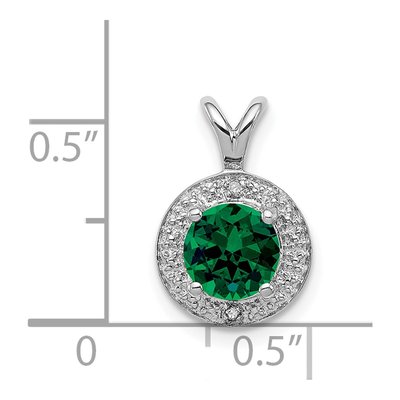 Sterling Silver Lab-Created Emerald & Diamond Pendant – view 5