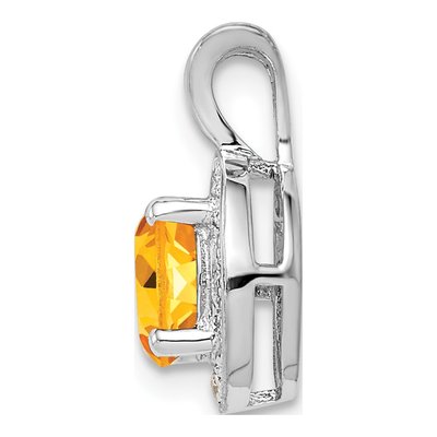 Sterling Silver Citrine & Diamond Pendant – view 3