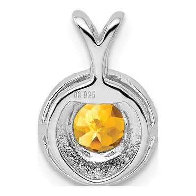 Sterling Silver Citrine & Diamond Pendant – view 4