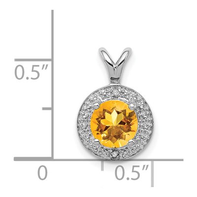 Sterling Silver Citrine & Diamond Pendant – view 5