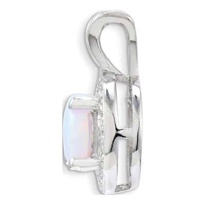 Sterling Silver Lab-Created Opal & Diamond Pendant – view 3