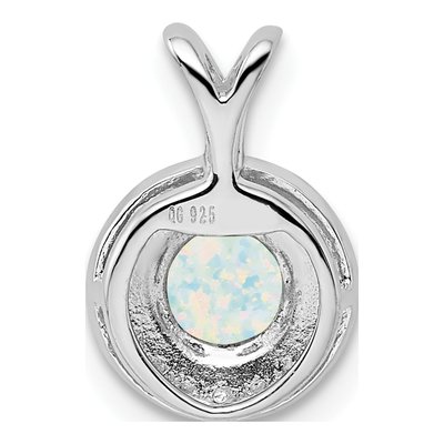 Sterling Silver Lab-Created Opal & Diamond Pendant – view 5