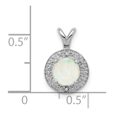 Sterling Silver Lab-Created Opal & Diamond Pendant – view 6