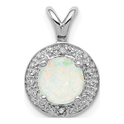 Sterling Silver Lab-Created Opal & Diamond Pendant