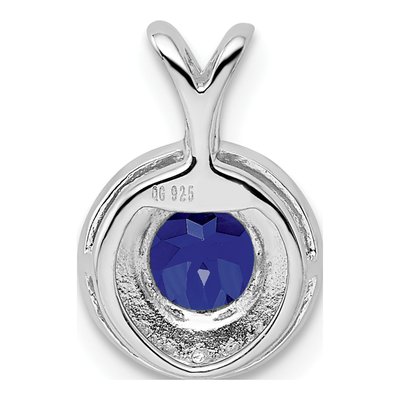 Sterling Silver Lab-Created Sapphire & Diamond Pendant – view 4