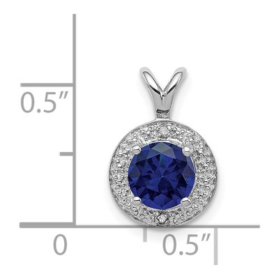 Sterling Silver Lab-Created Sapphire & Diamond Pendant – view 5