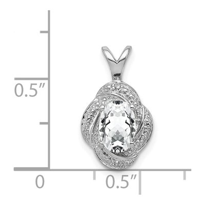 Sterling Silver White Topaz & Diamond Pendant – view 5