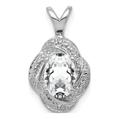 Sterling Silver White Topaz & Diamond Pendant