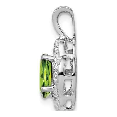 Sterling Silver Peridot & Diamond Birthstone Pendant – view 3