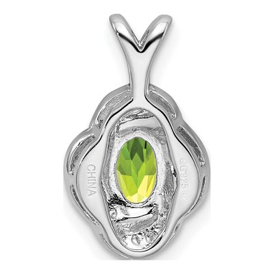 Sterling Silver Peridot & Diamond Birthstone Pendant – view 4