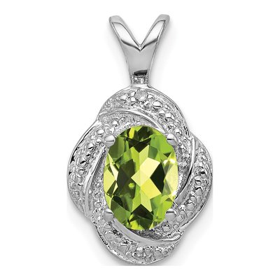 Sterling Silver Peridot & Diamond Birthstone Pendant