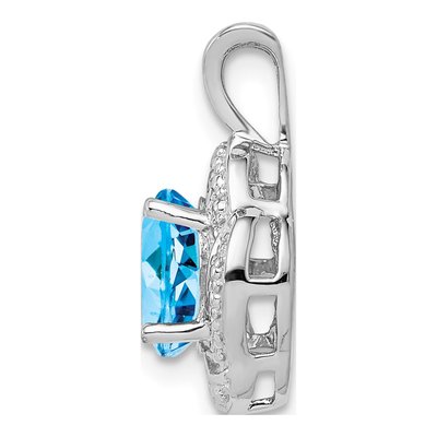 Sterling Silver Swiss Blue Topaz & Diamond Pendant – view 2