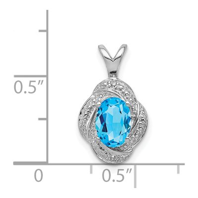 Sterling Silver Swiss Blue Topaz & Diamond Pendant – view 3