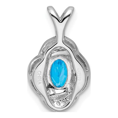 Sterling Silver Swiss Blue Topaz & Diamond Pendant – view 4