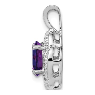 Sterling Silver Amethyst & Diamond Pendant – view 3