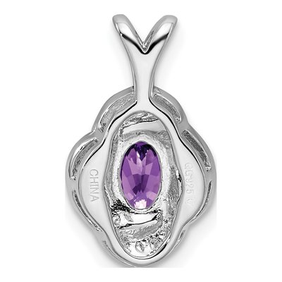 Sterling Silver Amethyst & Diamond Pendant – view 4
