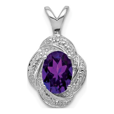 Sterling Silver Amethyst & Diamond Pendant