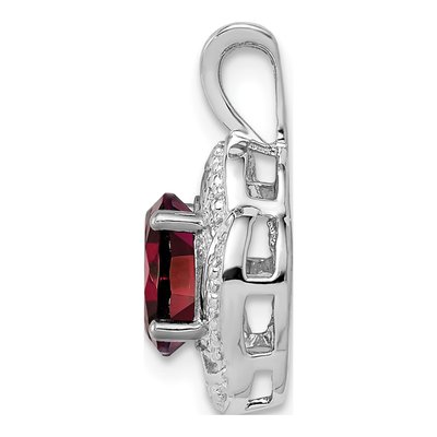 Sterling Silver Garnet & Diamond Pendant – view 3