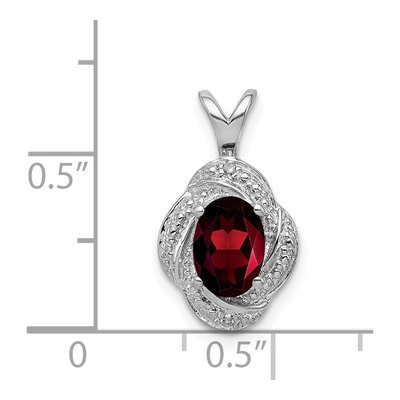 Sterling Silver Garnet & Diamond Pendant – view 5
