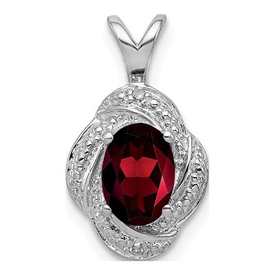 Sterling Silver Garnet & Diamond Pendant