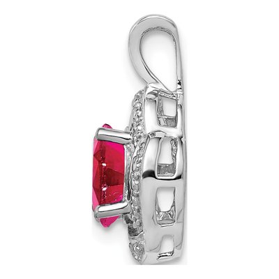Sterling Silver Lab-Created Ruby & Diamond Birthstone Pendant – view 3