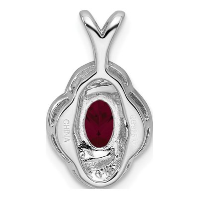 Sterling Silver Lab-Created Ruby & Diamond Birthstone Pendant – view 4