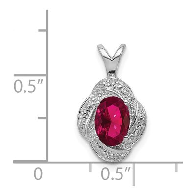 Sterling Silver Lab-Created Ruby & Diamond Birthstone Pendant – view 5