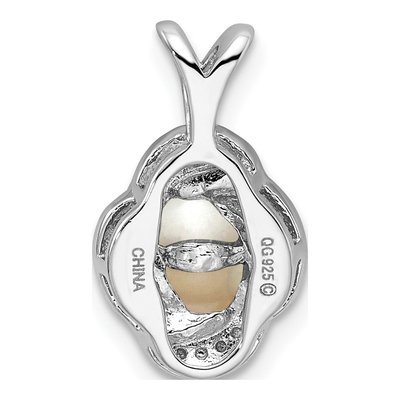 Sterling Silver Freshwater Cultured Pearl & Diamond June Birthstone Pendant – view 4