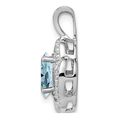 Sterling Silver Aquamarine & Diamond Pendant – view 3