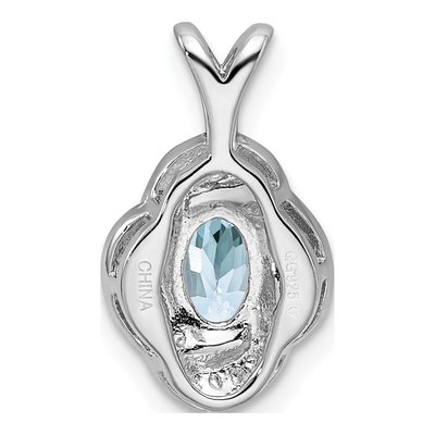 Sterling Silver Aquamarine & Diamond Pendant – view 4