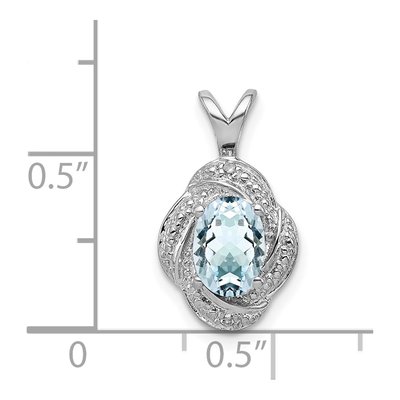 Sterling Silver Aquamarine & Diamond Pendant – view 5