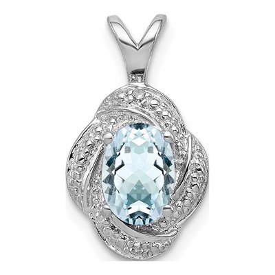 Sterling Silver Aquamarine & Diamond Pendant