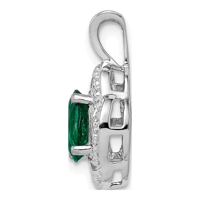 Sterling Silver Lab-Created Emerald & Diamond Pendant – view 3