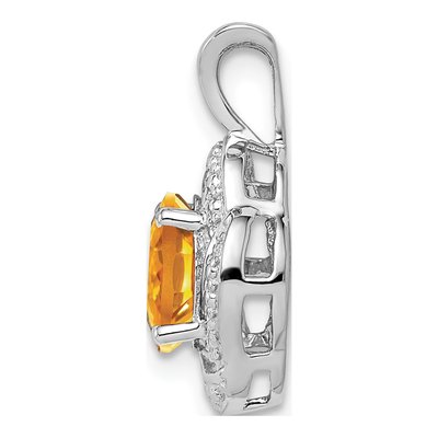 Sterling Silver Citrine & Diamond Birthstone Pendant – view 2