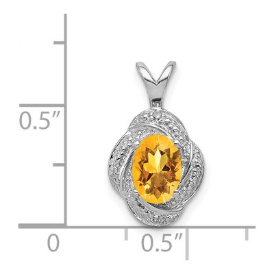 Sterling Silver Citrine & Diamond Birthstone Pendant – view 3