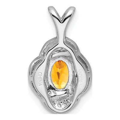 Sterling Silver Citrine & Diamond Birthstone Pendant – view 4
