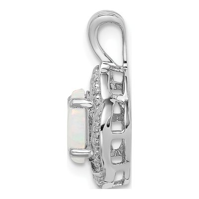Sterling Silver Lab-Created Opal & Diamond Pendant – view 2
