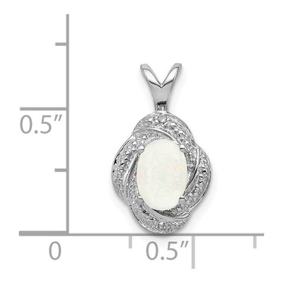 Sterling Silver Lab-Created Opal & Diamond Pendant – view 3