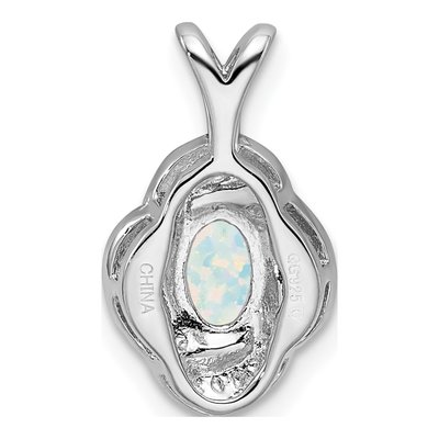 Sterling Silver Lab-Created Opal & Diamond Pendant – view 4